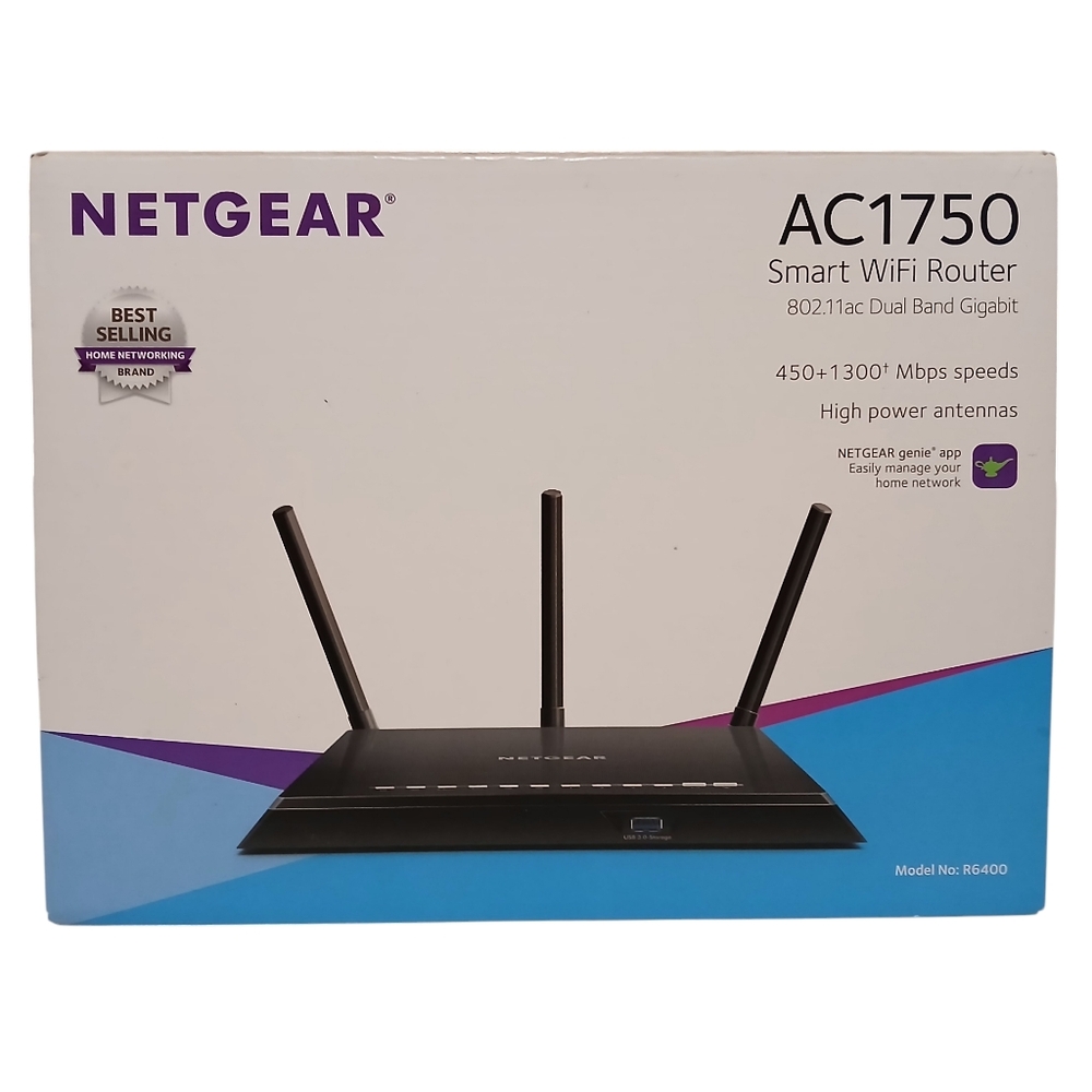 Netgear AC1750 R6400-100NAS 1300 Mbps 4-Port Gigabit Wireless AC Router 802.11ac
